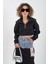 Siyah Yarım Fermuar Patlı Crop Sweat 1