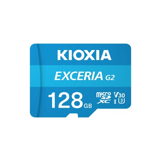 Kioxia 128GB Exceria G2 Micro SDXC A1 UHS1 V30 U3 4K Kayıt Hafıza Kartı (LMEX2L128GG2)-SD Adaptörlü