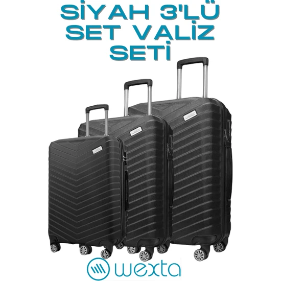 Wexta WX-1001 Siyah 3'lü Set Valiz / Seyahat Bavulu