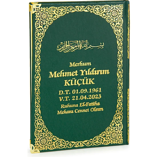 50 Adet Isim Baskılı Yaldızlı Deri Ciltli Yasin Kitabı Mevlüt Hediyesi 176 Sayfa Yeşil