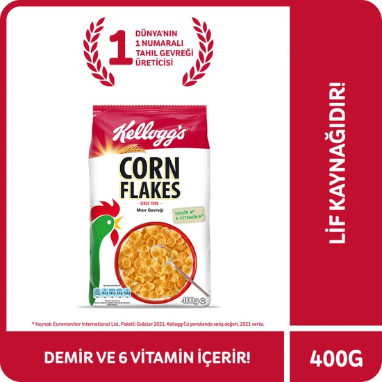Kellogg's Corn Flakes Çıtır Altın Renginde Kahvaltılık Mısır Gevreği 400 Gr