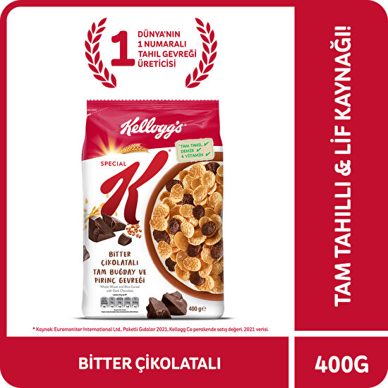 Kellogg's Special K Bitter Çikolatalı Tam Buğday ve Pirinç Gevreği 400 Gr