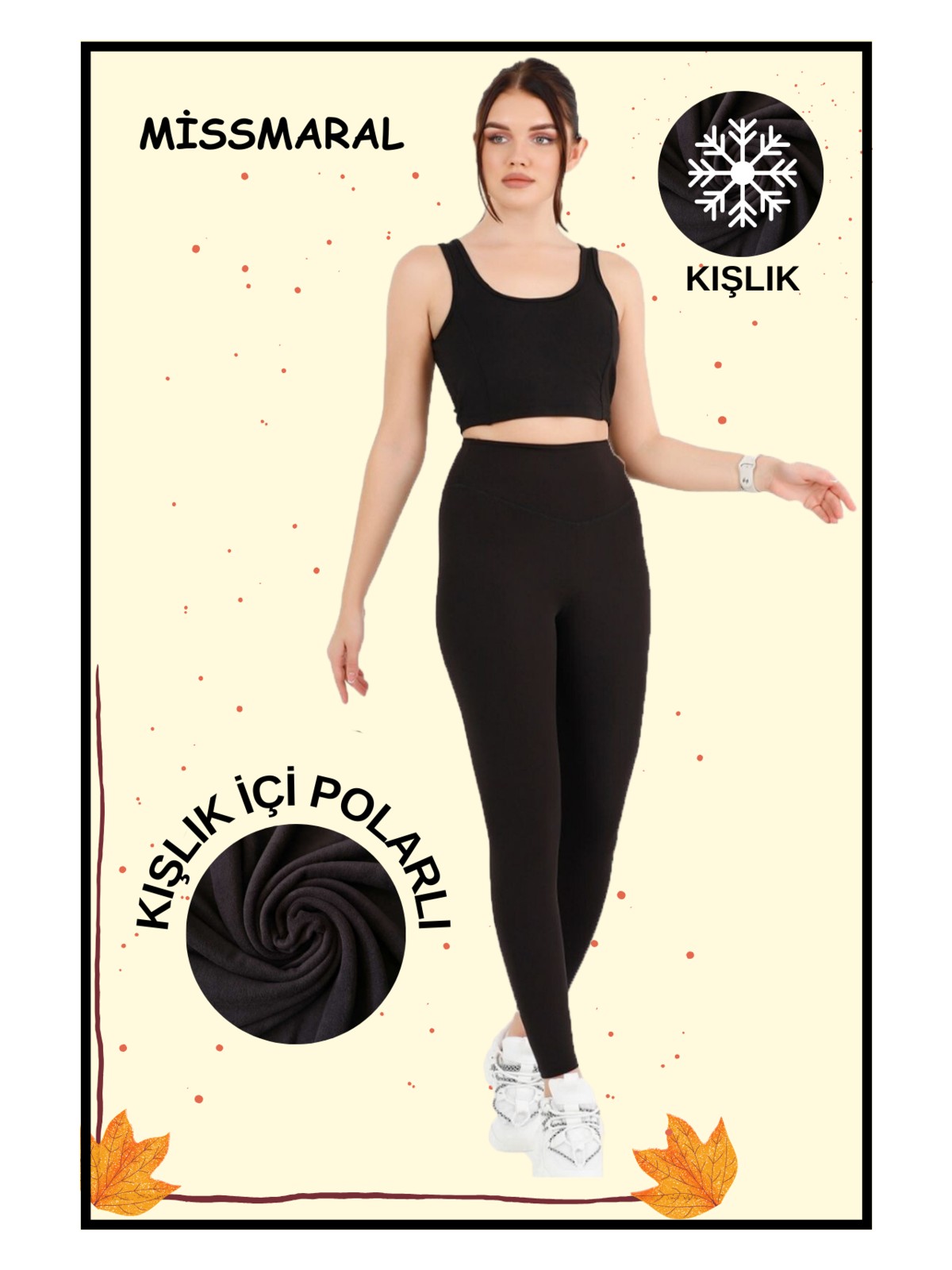 Miss Maral Kadın Koyu Kahve Içi Polarlı Kışlık Yüksek Bel Tam Boy Tayt Dalgıç Kumaş 1024 - Görsel 3