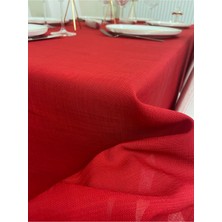 Zeren Home Polyester Keten Dertsiz Masa Örtüsü Kırmızı + 6 Peçete