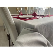 Zeren Home Polyester Keten Dertsiz Masa Örtüsü Gri + 12 Peçete