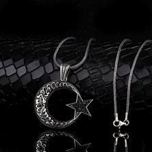 Tesbih Sepetim 925 Ayar Gümüş Kelime-I Tevhid Ay Yıldız Model 2 Madalyon Kolye