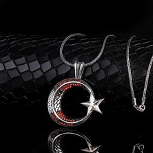 Tesbih Sepetim 925 Ayar Gümüş Örgü Model 2 Ayyıldız Mikro Taşlı Kolye