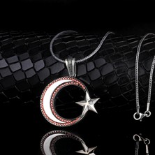 Tesbih Sepetim 925 Ayar Gümüş Mikro Taşlı Ayyıldız Model 2 Madalyon Kolye