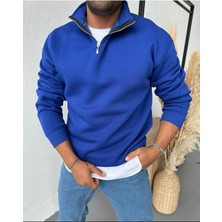 New Cabin Yarım Fermuarlı Kışlık Şardonlu Pamuklu Sweatshirt