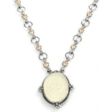 925 Ayar Gümüş Sitrin Taşlı Antik Bizans Kolye