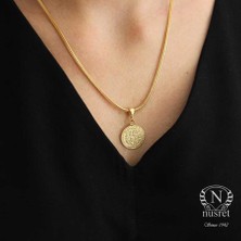 925 Ayar Gümüş Tuğra Madalyon Kolye, Sarı