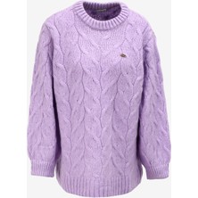 U.S. Polo Assn. Bisiklet Yaka Comfort Fit Lila Kazak Kadın Ema
