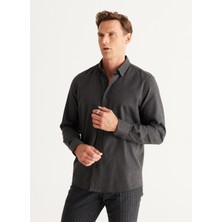 Altınyıldız Classics Slim Fit Düğmeli Yaka Antrasit Erkek Gömlek 4A2024100192