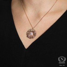 925 Ayar Gümüş Taşlı Papatya Kolye, Rose
