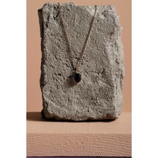 Takı Depo Oniks Taşlı Minimal Gümüş Kadın Kolye Rose Rengi