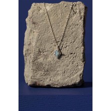 Takı Depo Labradorit Taşlı Minimal Gümüş Kadın Kolye Gümüş Rengi
