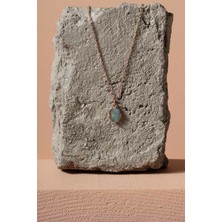 Takı Depo Labradorit Taşlı Minimal Gümüş Kadın Kolye Rose Rengi