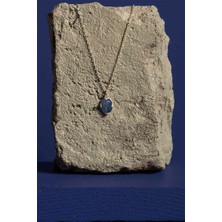 Takı Depo Lapis Lazuli Taşlı Minimal Gümüş Kadın Kolye Gümüş Rengi