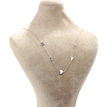 925 Ayar Gümüş 4 Harf ve Kalp Kolye