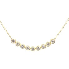 925 Ayar Gümüş 9 Sıra Suyolu Kolye, Beyaz Taşlı