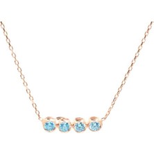 925 Ayar Gümüş 4 Sıra Suyolu Kolye, Akuamarin Taşlı