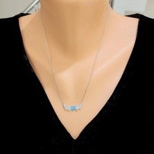 925 Ayar Gümüş Mavi Mineli Aşkımın Kanatları Kolye