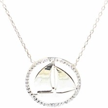 925 Ayar Gümüş Taşlı Yelkenli Kolye