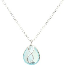 925 Ayar Gümüş Sonsuzluk Damla Akuamarin Kolye