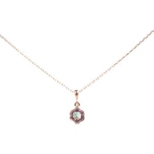 925 Ayar Gümüş Mistik Topaz Taşlı Çiçekli Kolye