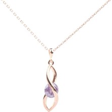 925 Ayar Gümüş Buzlu Ametist Taşlı Sonsuzluk Model Kolye