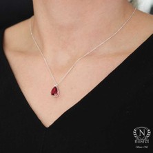 925 Ayar Gümüş Yakut Taşlı Kolye