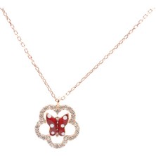 925 Ayar Gümüş Çiçekli Kelebek Kolye