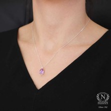 925 Ayar Gümüş Ametist Taşlı Kolye