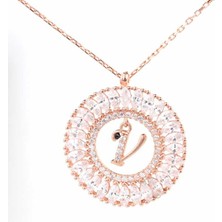 925 Ayar Gümüş Markiz Kesim Taşlı Harf Kolye