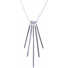 925 Ayar Gümüş 5'li İnce Saçak Kolye, Beyaz