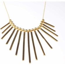 925 Ayar Gümüş 15'li Toplu Saçak Kolye, Sarı