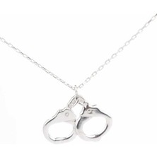 925 Ayar Gümüş Kelepçe Kolye, Beyaz