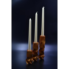 Dolce Zigzag Şamdan ve Mum Seti 3lü Bronz