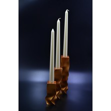Dolce Zigzag Şamdan ve Mum Seti 3lü Bronz