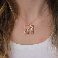 925 Ayar Rose Gümüş Terazi Burcu Kolye