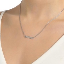 925 Ayar Gümüş Çift Zincir Plaka Kolye