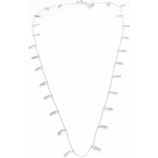 925 Ayar Gümüş Minik Bar Kolye, Beyaz