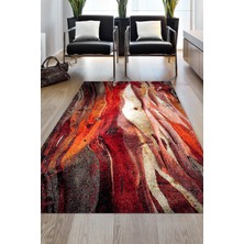 Dekoreko Dijital Salon Halısı Star Pamuk Kaymaz Taban Modern Araminta Bordo