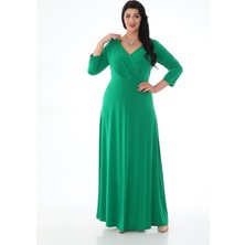 Işıltı Abiye Kadın Kruvaze Yaka Uzun Boy Elbise