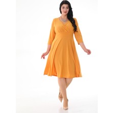 Işıltı Abiye Kadın Kruvaze Yaka Midi Boy Elbise