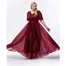 Işıltı Abiye Işıltı Simli Tül Abiye Uzun Bordo Tank Elbise Rahat Kalıp Özel Olaylar İçin Şık Tasarım