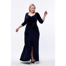 Işıltı Abiye Yırtmaçlı Kadife Abiye