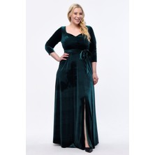 Işıltı Abiye Yırtmaçlı Kadife Abiye