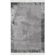 Dekoreko Dijital Salon Halısı Star Pamuk Kaymaz Taban Saçaklı Modern Amelia Gri