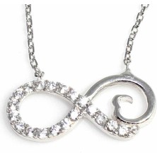 925 Ayar Gümüş Sonsuzluk Modeli Kolye, Beyaz